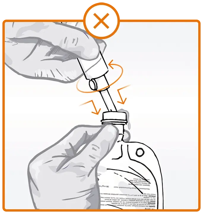 Illustration showing steps in preparing the RADICAVA® (edaravone) IV infusion bag. Step 3